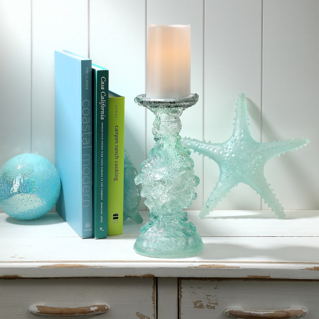 10" Clear Resin Ocean Candle Holder