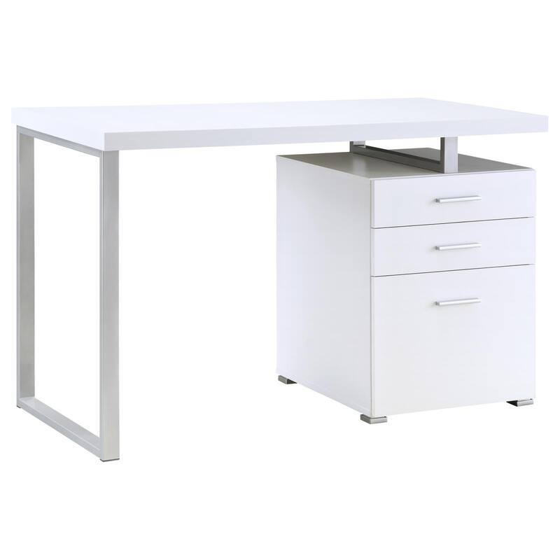 Contemporary Computer Desk with 3 Drawers, Filing Cabinet, and Deep Cappuccino Finish for Home Office or Study