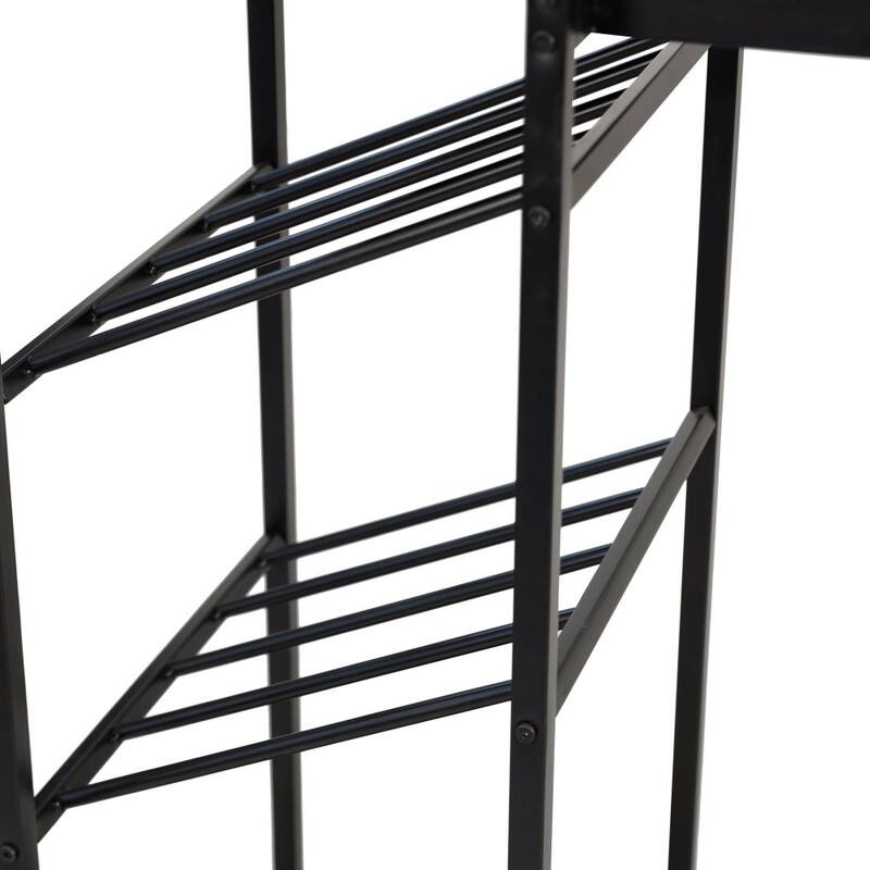 Modern Freestanding Metal Bar Table with Bottle and Stemware Storage