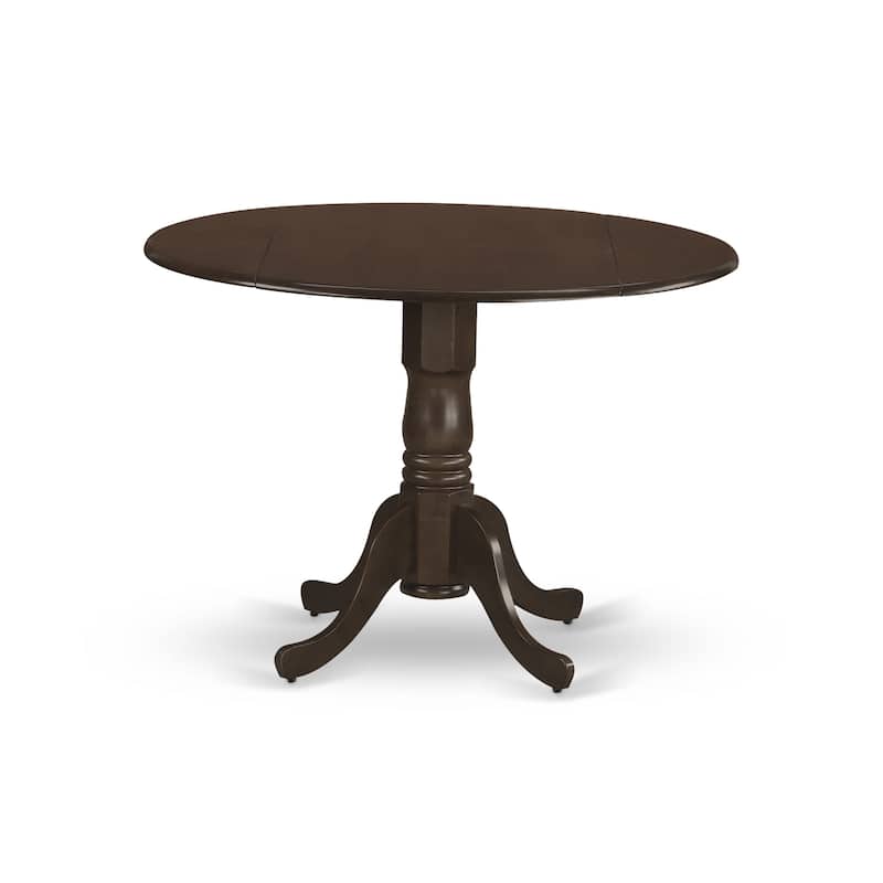 East West Furniture 5 Piece Dining Set- a Round Dining Room Table with Dropleaf and 4 Kitchen Chairs, Espresso (Seat Options)