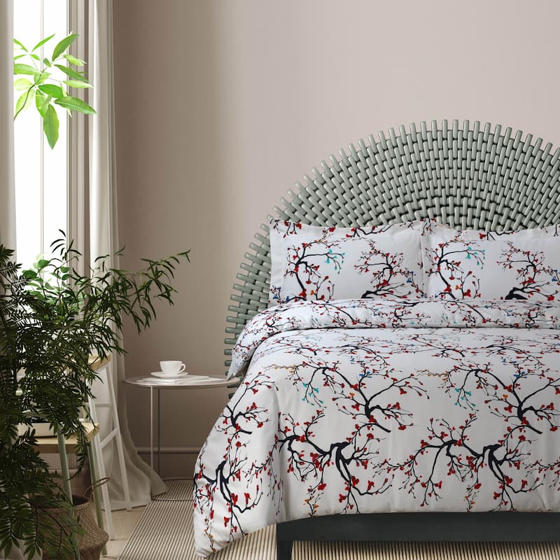 170-GSM Cozy Cotton Flannel Printed Oversized Duvet Cover Set - Emilia Multicolor - King