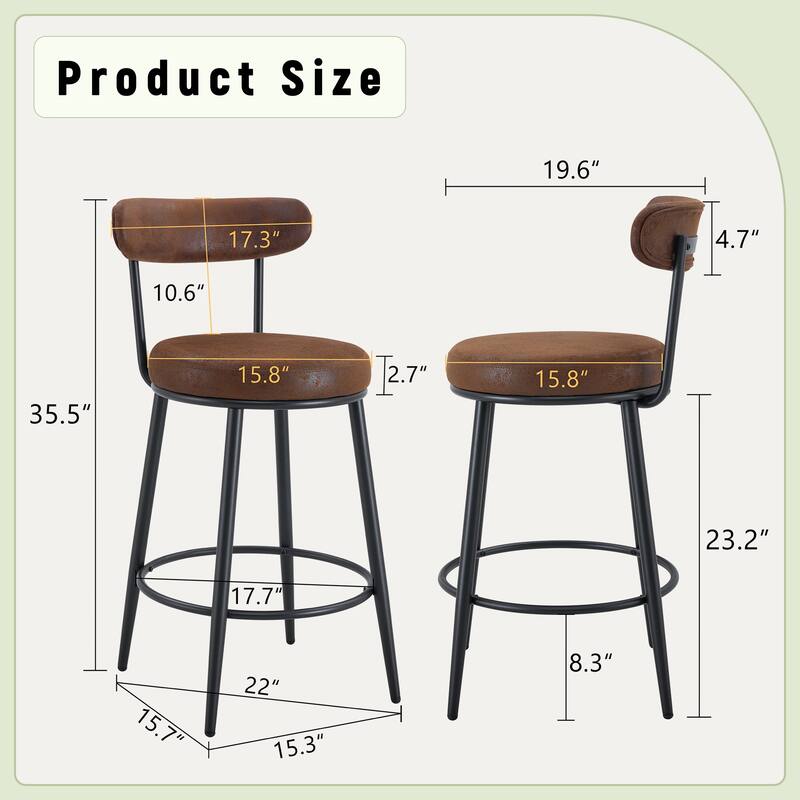 Fashionable and Comfortable - Two Sets Of Rrgonomic High Leg Bar Chairs - Brown+Black