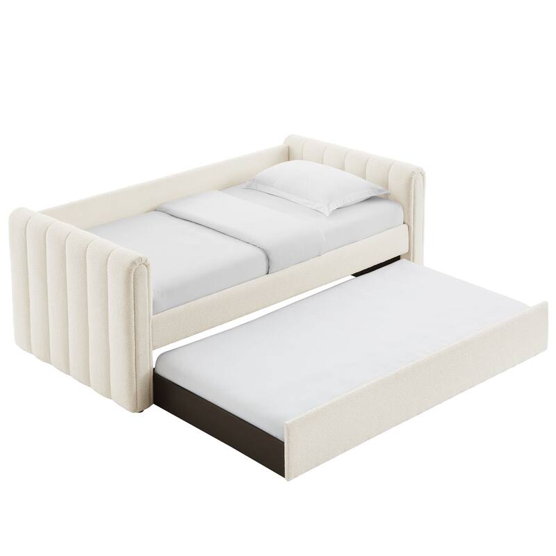Veyla Channel Tufted Boucle Twin Daybed With Trundle