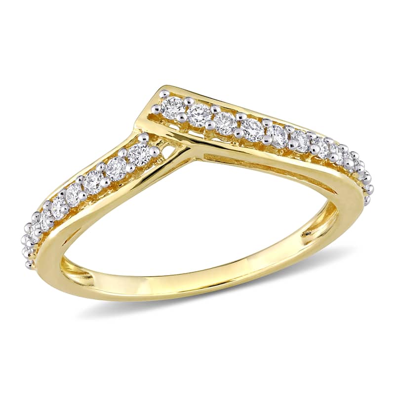 Miadora 1/3ct TW Diamond Chevron Design Ring in 10k Yellow Gold