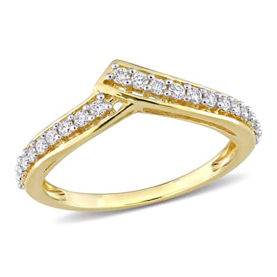 Miadora 1/3ct TW Diamond Chevron Design Ring in 10k Yellow Gold