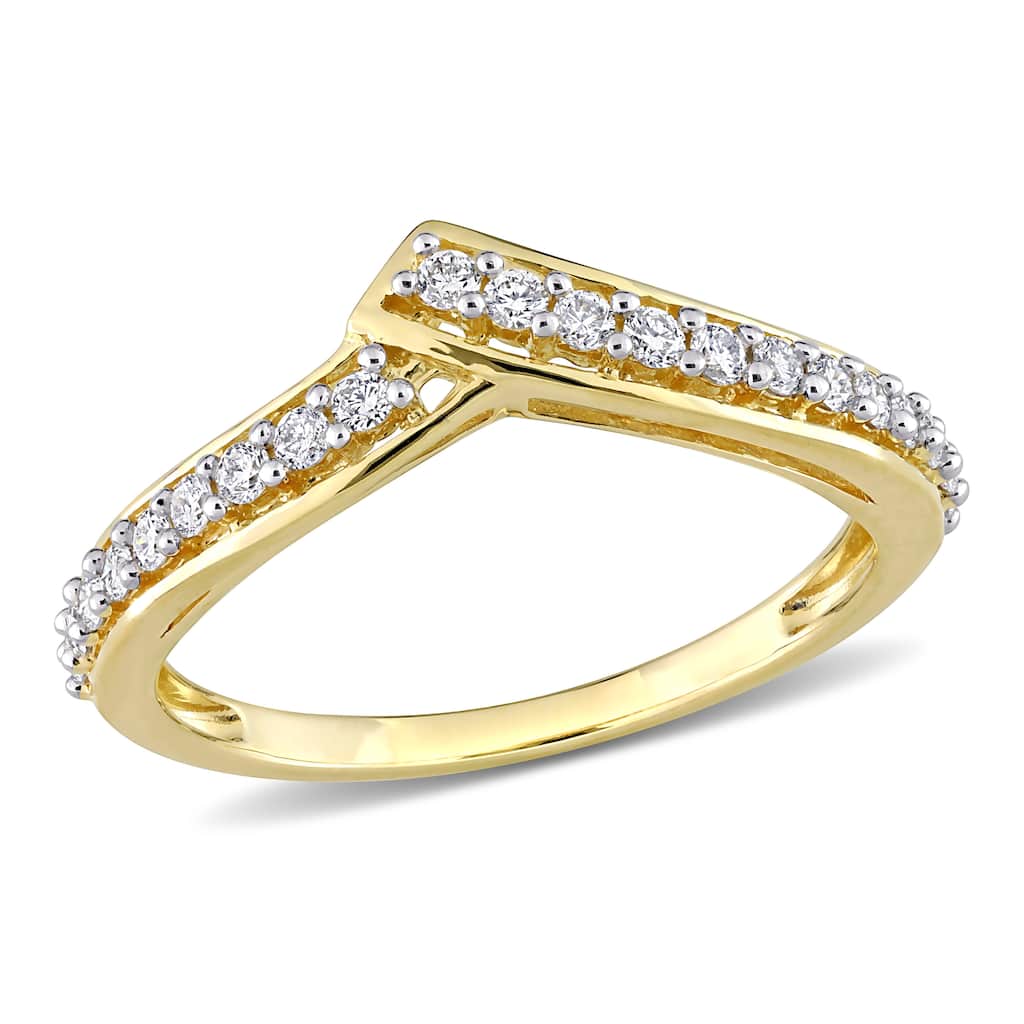 Miadora 1/3ct TW Diamond Chevron Design Ring in 10k Yellow Gold