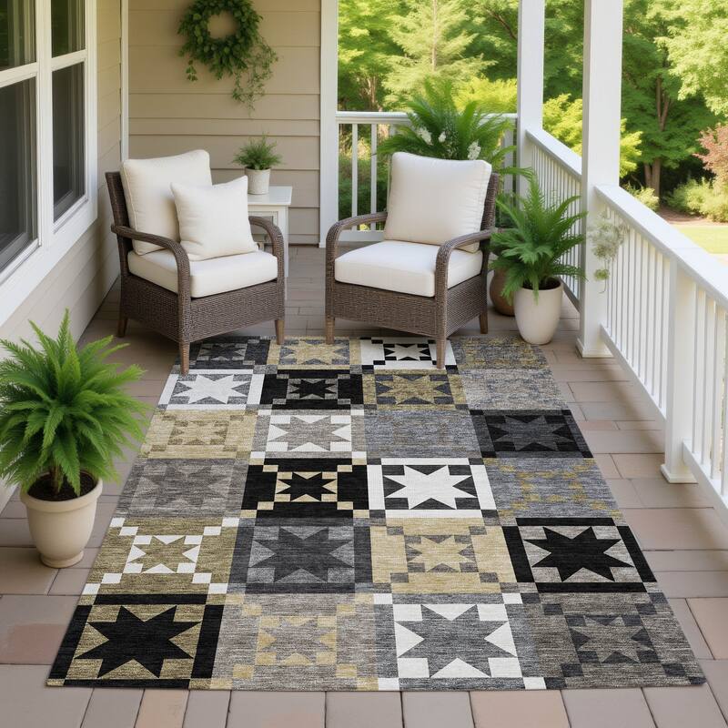 Machine Washable Indoor/ Outdoor Modern Newton Chantille Rug