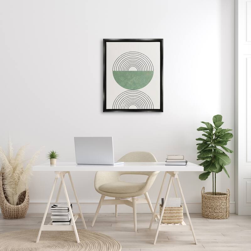 Stupell Abstract Geometric Circular Study Curved Art Deco Floater Frame - Beige