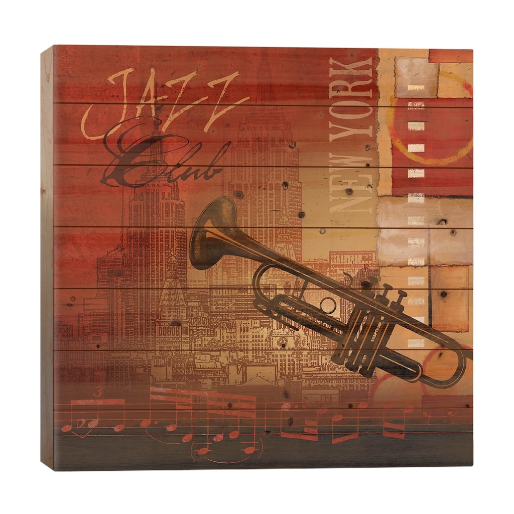 Jazz Club Print On Wood by Conrad Knutsen - Multi-Color