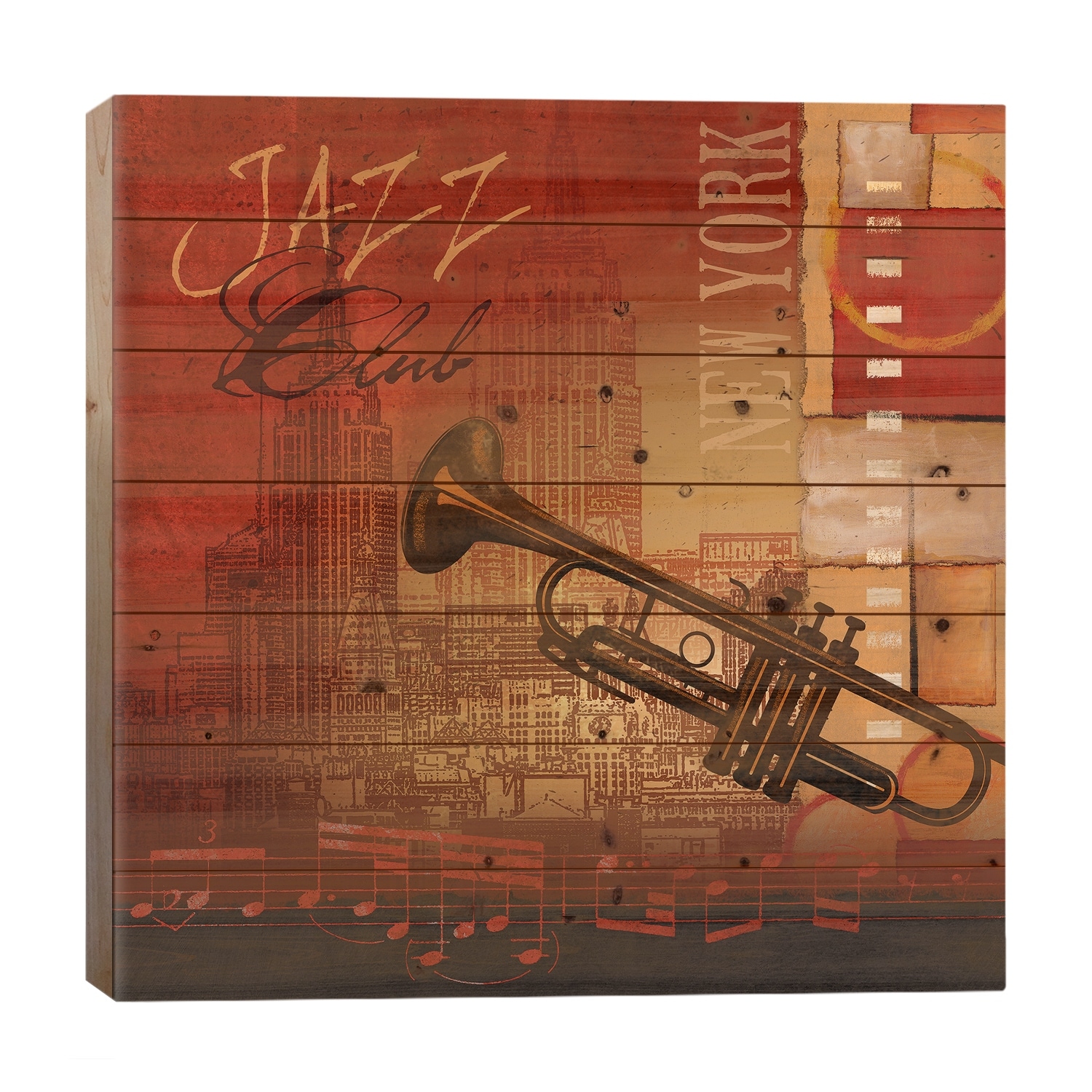 Jazz Club Print On Wood by Conrad Knutsen - Multi-Color