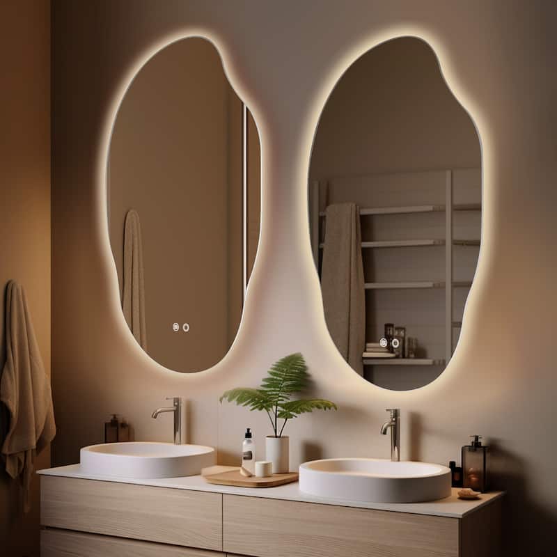 Wallbeyond 3-Tone Modern Style Frameless Rectangular LED Wall Mirror - 25inches×35inches