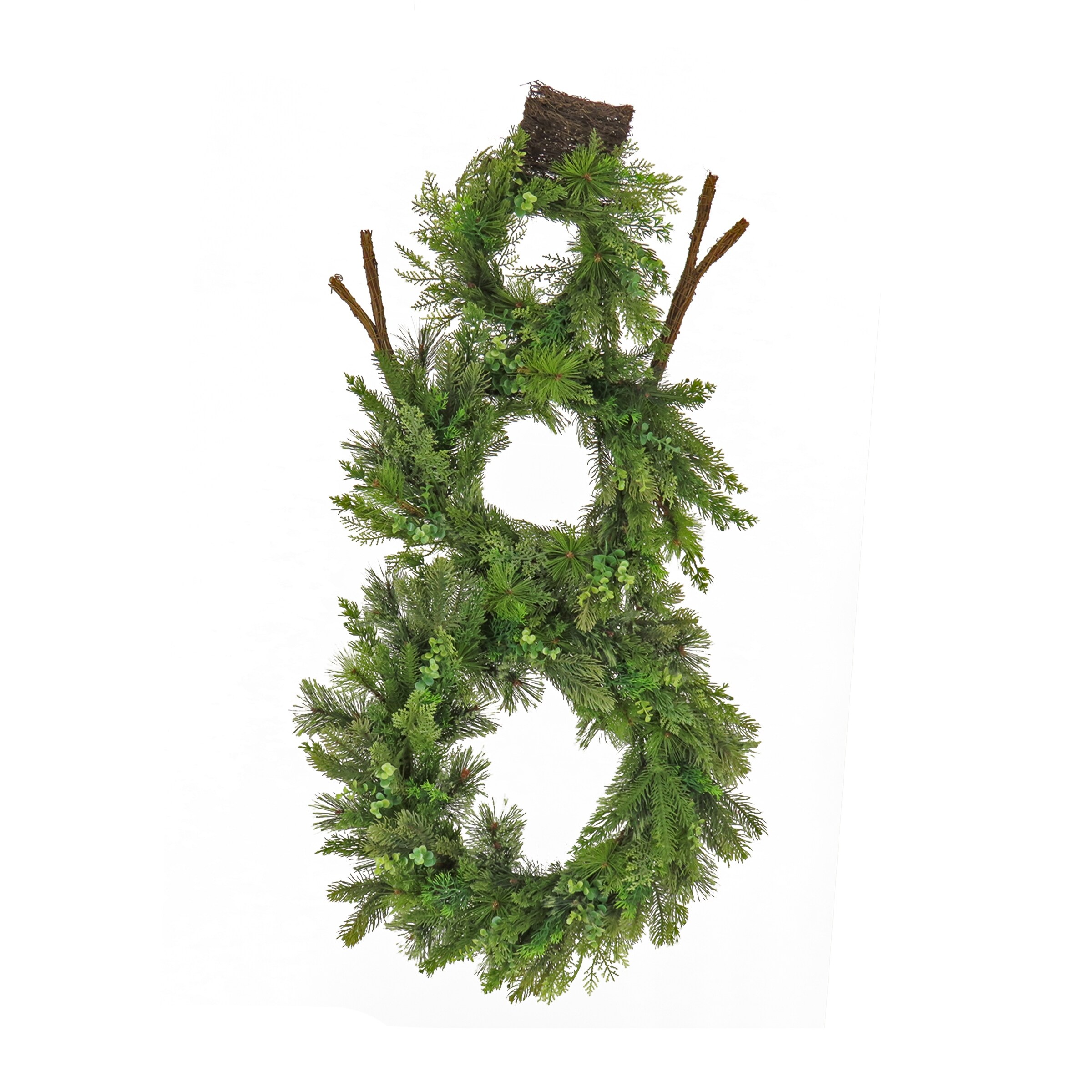 National Tree Company 44 in. HGTV Home Collection Snowman Wreath - Green - Green