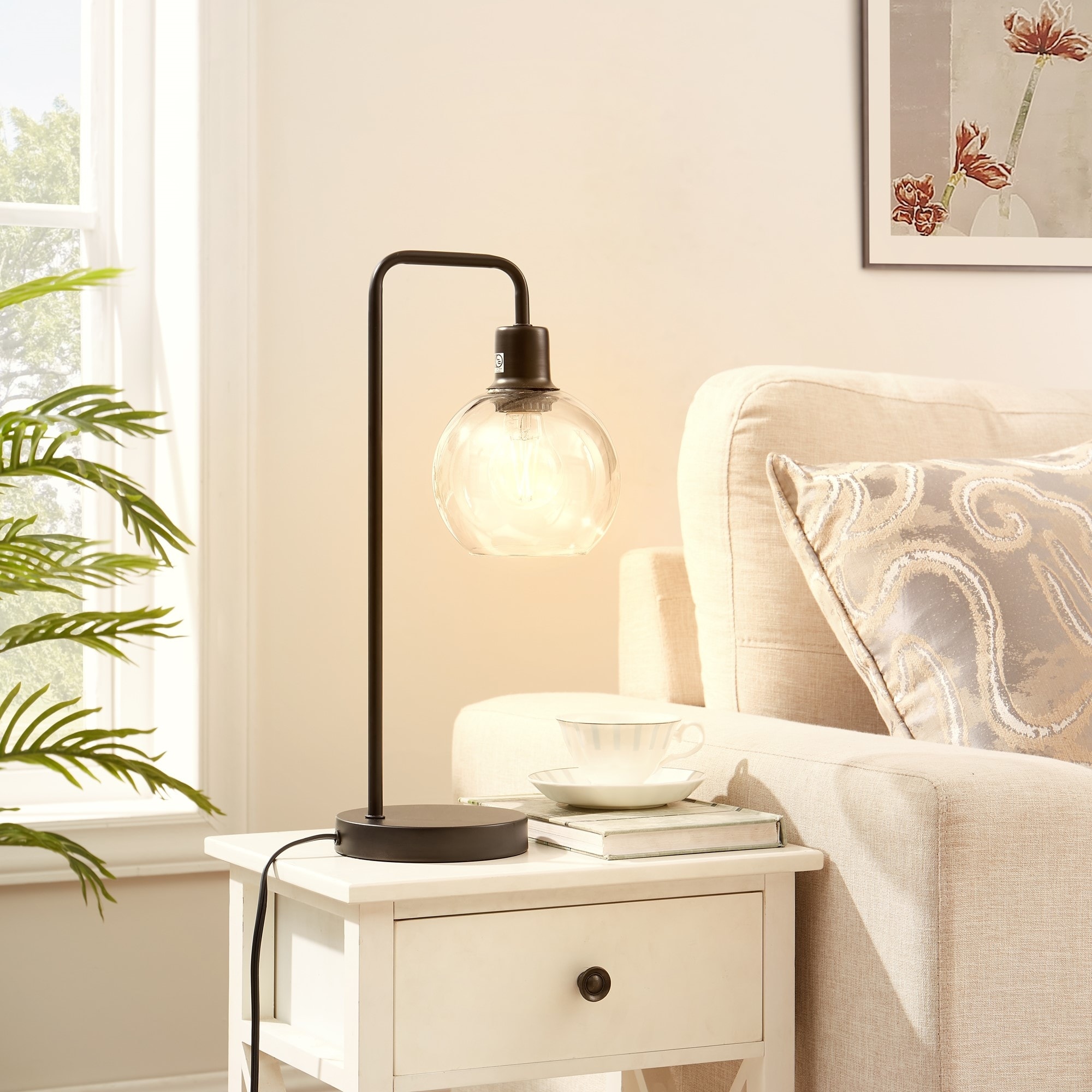 Industrial style lamp table on sale