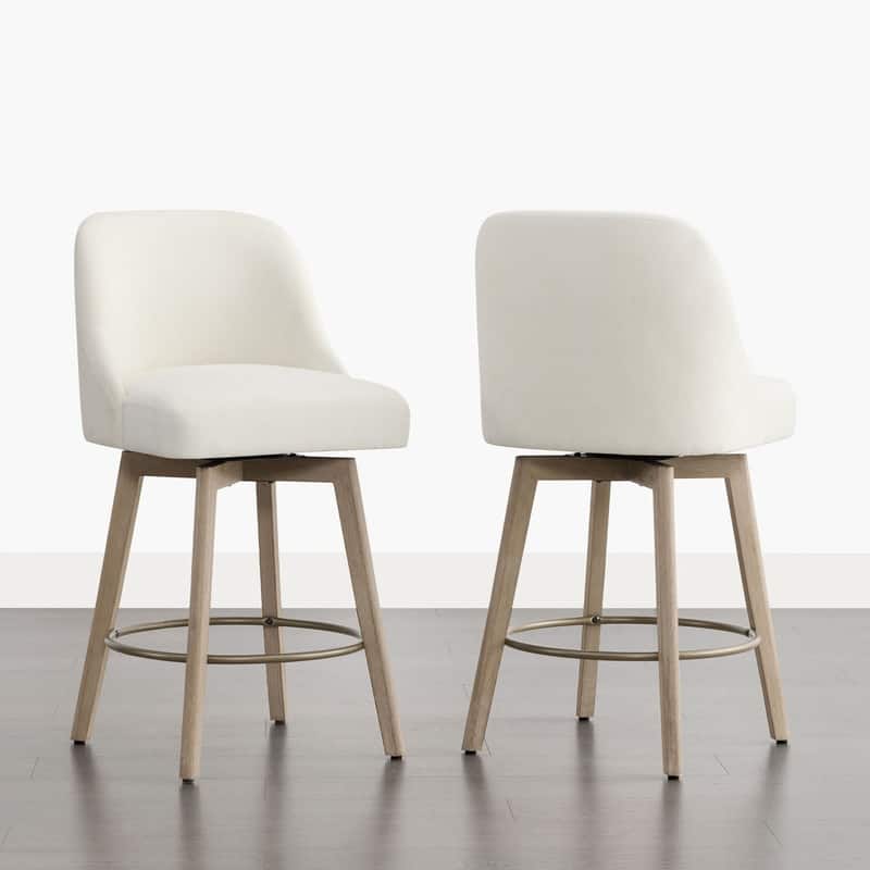 Spruce & Spring Modern Upholstered 360-degree Swivel Bar Stool for Kitchen and Home Bar