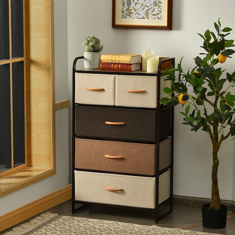 Costway 5-Drawer Dresser Storage 4-Tier Organizer Tower Steel Frame