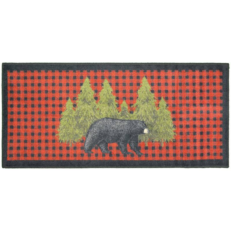 Cozy Cabin Pine Bear Red Accent Rug 20"x44" - 20"x44"
