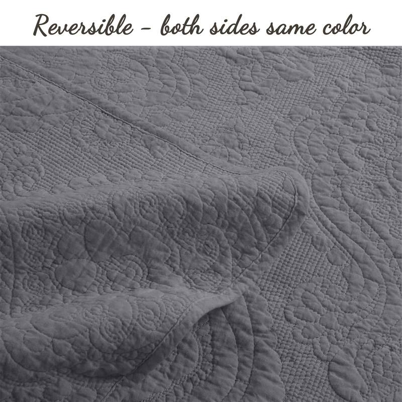 Gracewood Hollow Golding Medallion Cotton Solid (White, Ivory or Gray) Quilt Bedding Set