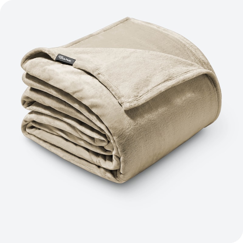 Bare Home Microplush Fleece Blanket - Ultra-Soft - Cozy Fuzzy Warm - Giant - Oyster