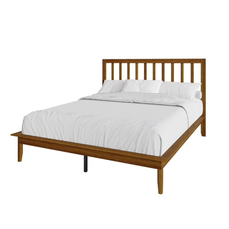 Clayfell Lancaster Platform Bed Frame with Slatted Headboard, No box spring required, Easy Assembly