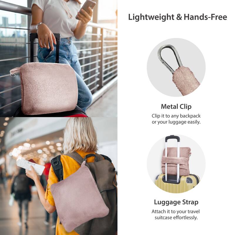 4 in 1 Cozy Practical Travel Throw - Pink