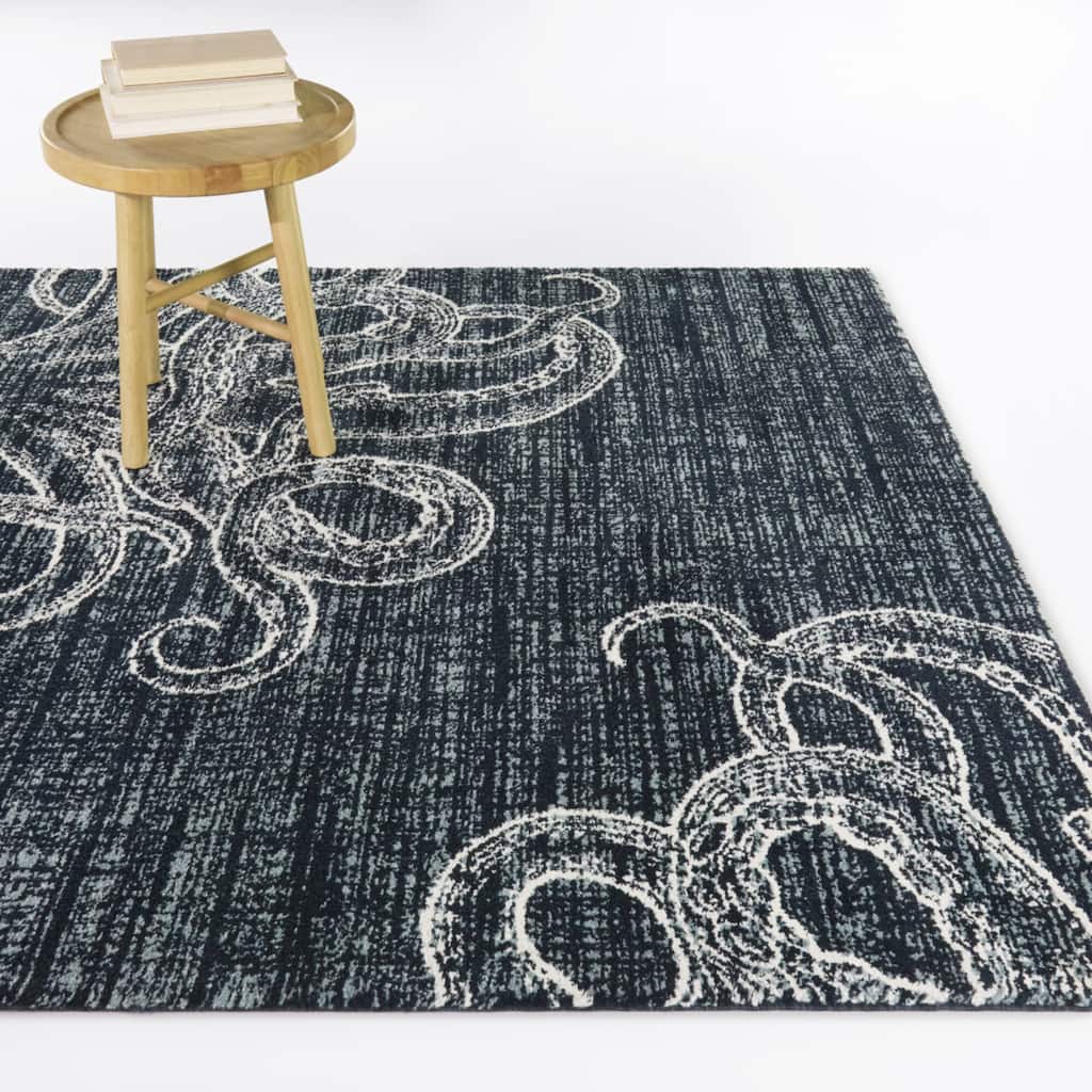Delaney Coastal Octopus Area Rug - 5'3" x 7'