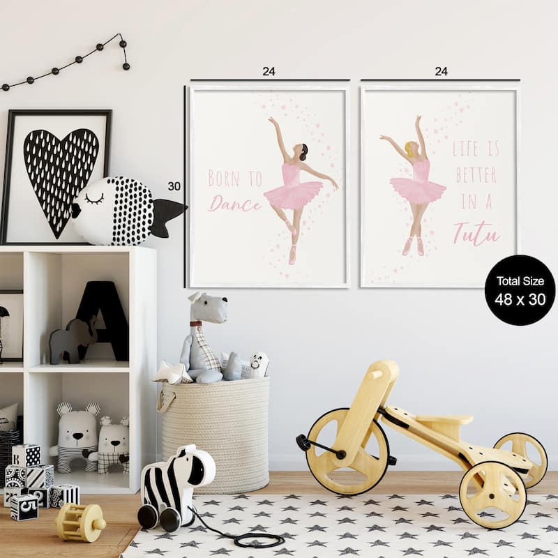 Stupell Inspiring Ballerina Sentiments Framed Giclee Art Design By Chen Alyesh (Set of 2)