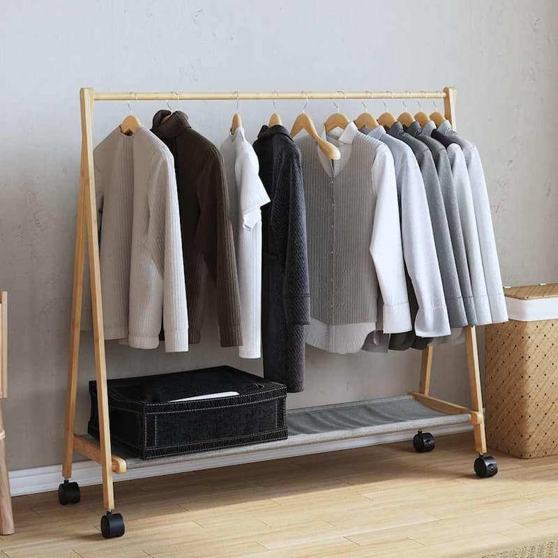 vidaXL Clothes Rack with Shelves Foldable Coat Rack Hanging Stand Hanger Bamboo