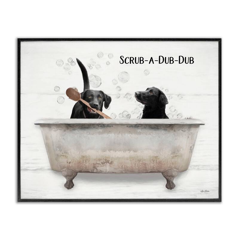 Stupell Scrub a Dub Dub Quote Family Pet Dog Bath Framed Giclee Texturized Art by Lori Deiter - 24 x 30 - Black