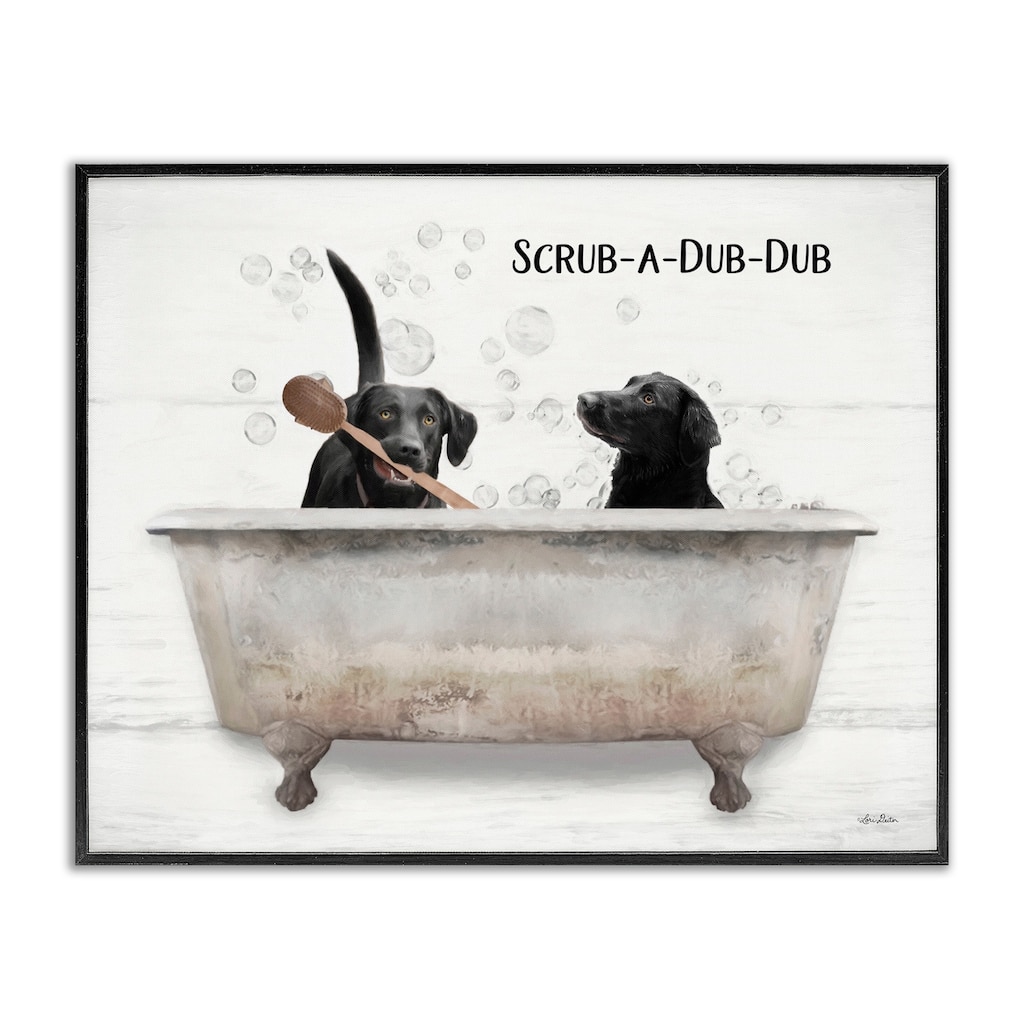 Stupell Scrub a Dub Dub Quote Family Pet Dog Bath Framed Giclee Texturized Art by Lori Deiter