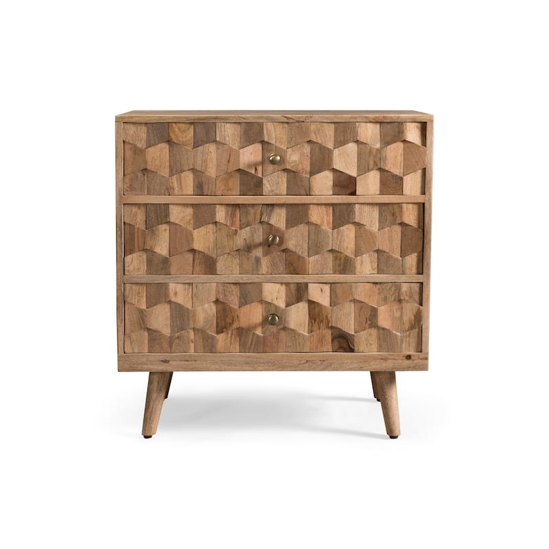 Latona Mid-Century Modern Handcrafted Mango Wood 3 Drawer Chest by Christopher Knight Home - Natural