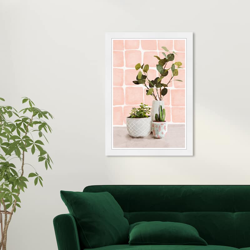 Wynwood Studio Prints Floral and Botanical Blush Succulents Pink and Pastel Pink Tropical Wall Art Canvas Print - White