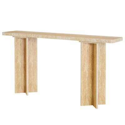 63" Modern Beige Console Table with Crossed Legs for Entryway