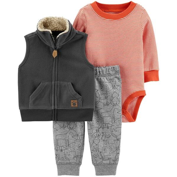 Shop Carter S Baby Boys Vested Cardigan Sets Orange Bear Stripe