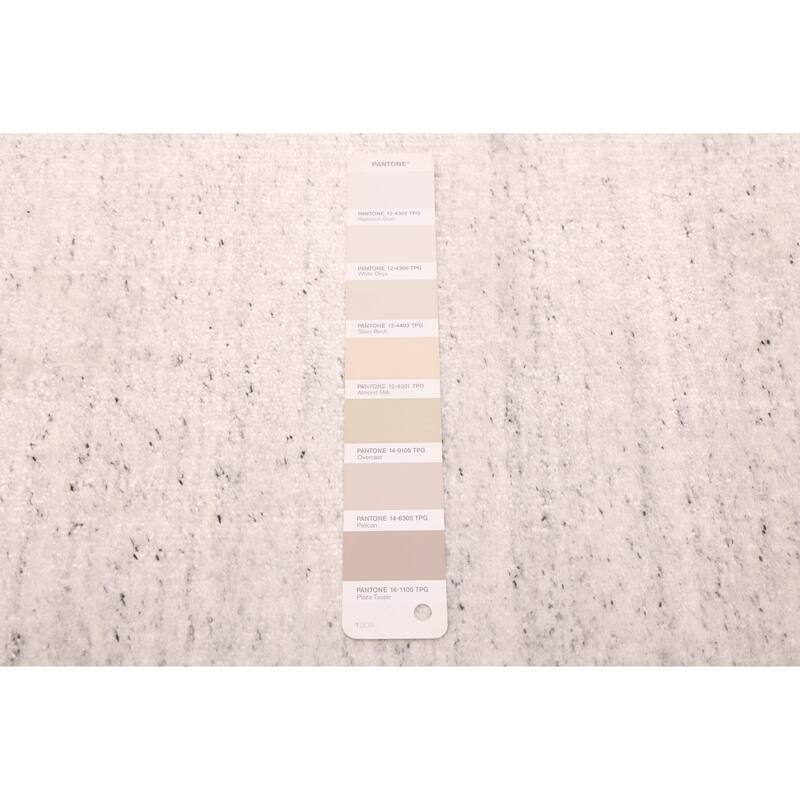 ECARPETGALLERY Hand Loomed Ananda Light Grey Viscose, Wool Rug - 9'0 x 12'0