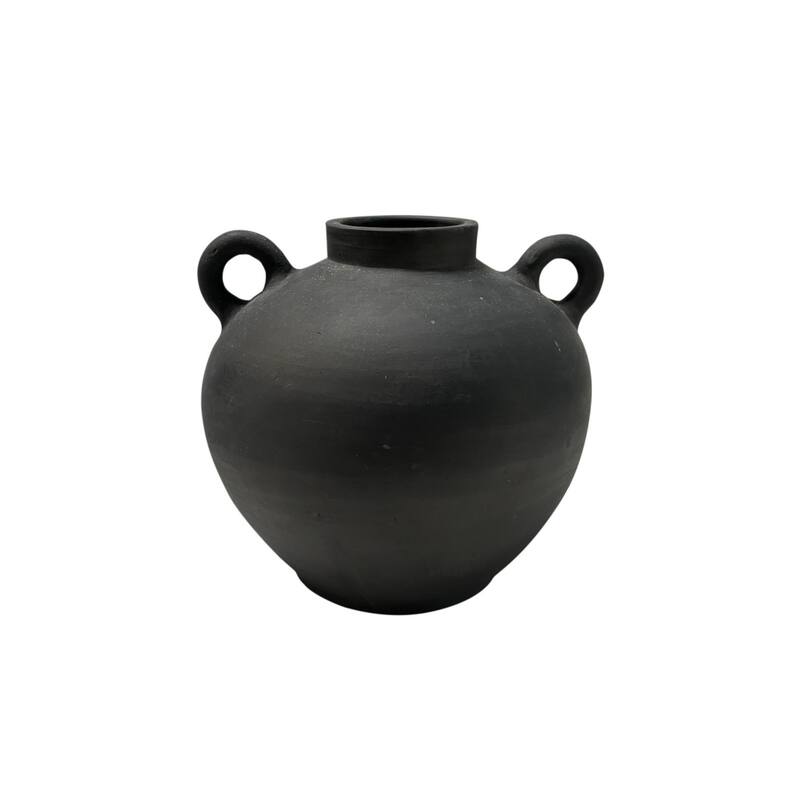 Terracotta Standing Amphora Vase - 11.5" - Black