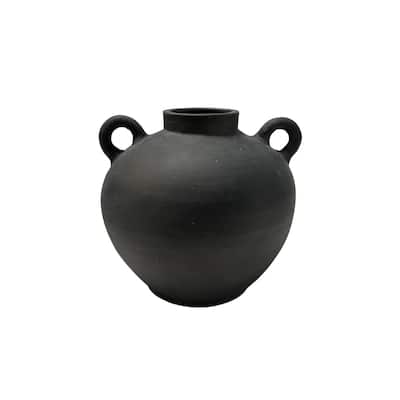 Terracotta Standing Amphora Vase - 11.5" - Black