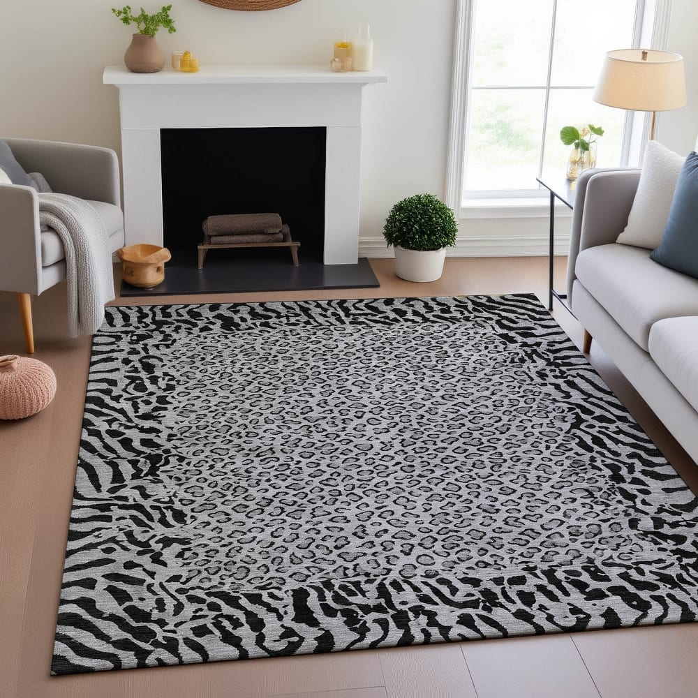 Premium Washable Super Soft Animal Print Border Mayfield Rug