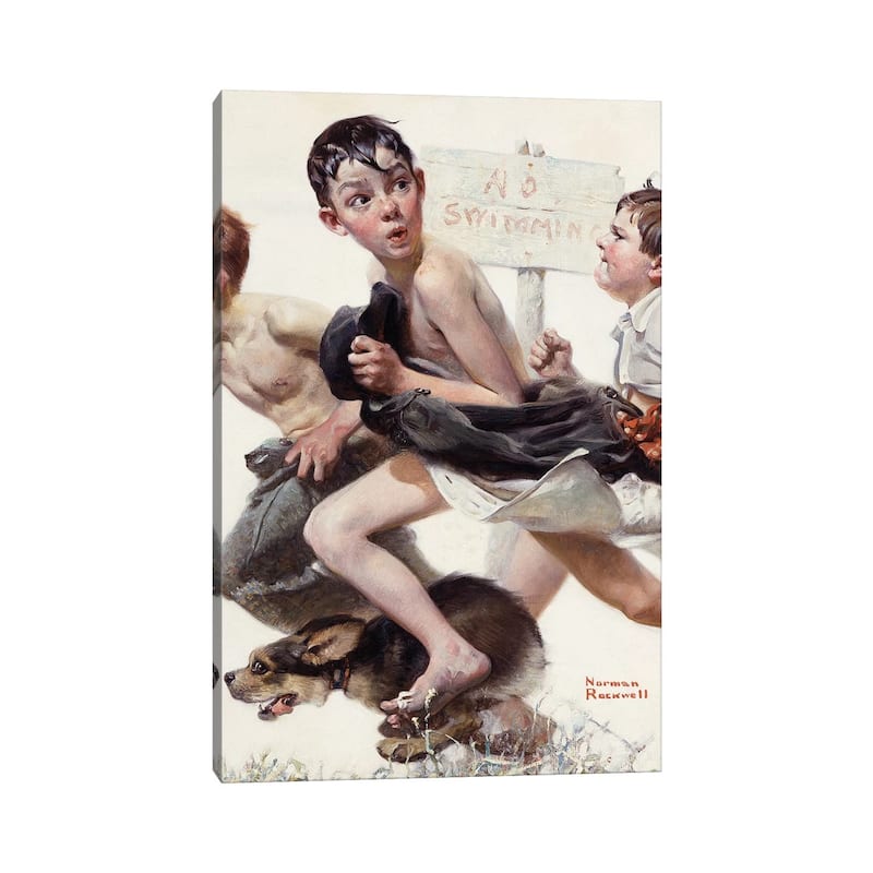 iCanvas "No Swimming" by Norman Rockwell Canvas Print
