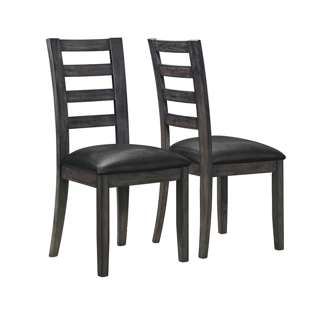 Overstock Set of 2 Gray and Black Contemporary Upholstered Dining Chairs 39 (Grey)