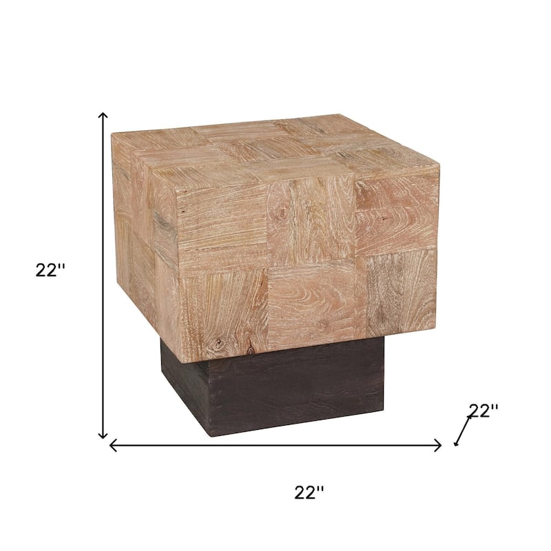 HomeRoots 22" Black And Brown Solid Wood Square End Table - 22.00 in. x 22.00 in. x 22.00 in.