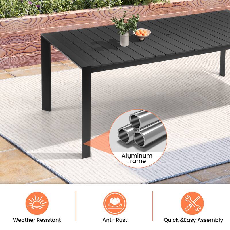 Pellebant Premium Outdoor Patio Aluminum Dining Table with Umbrella Hole