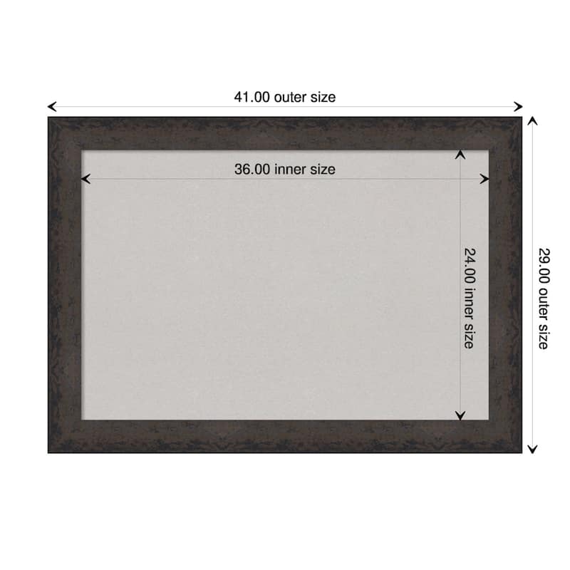 Dappled Black Brown Wood Framed Grey Corkboard Bulletin Board - Board Size 36x24