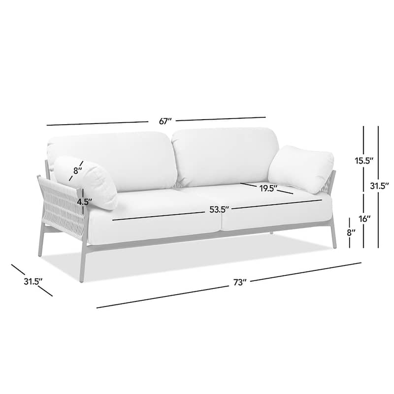 Jasper 73" Wicker Outdoor Patio Sofa with Cushions