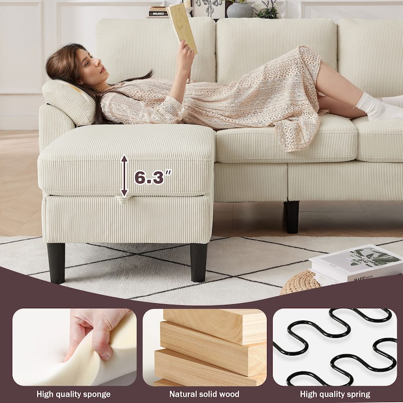 3-Piece Living Room Sectional Sofa Set with Loveseat and Ottoman