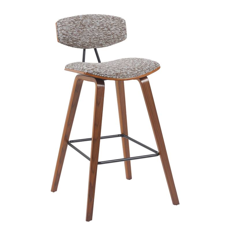 Fox Mid-Century Bar Stool, Upholstered Counter Height Chair with Bentwood Legs