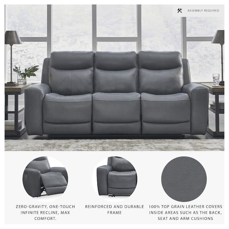 Signature Design by Ashley Mindanao Steel Power Reclining Sofa - 89"W x 42"D x 43"H
