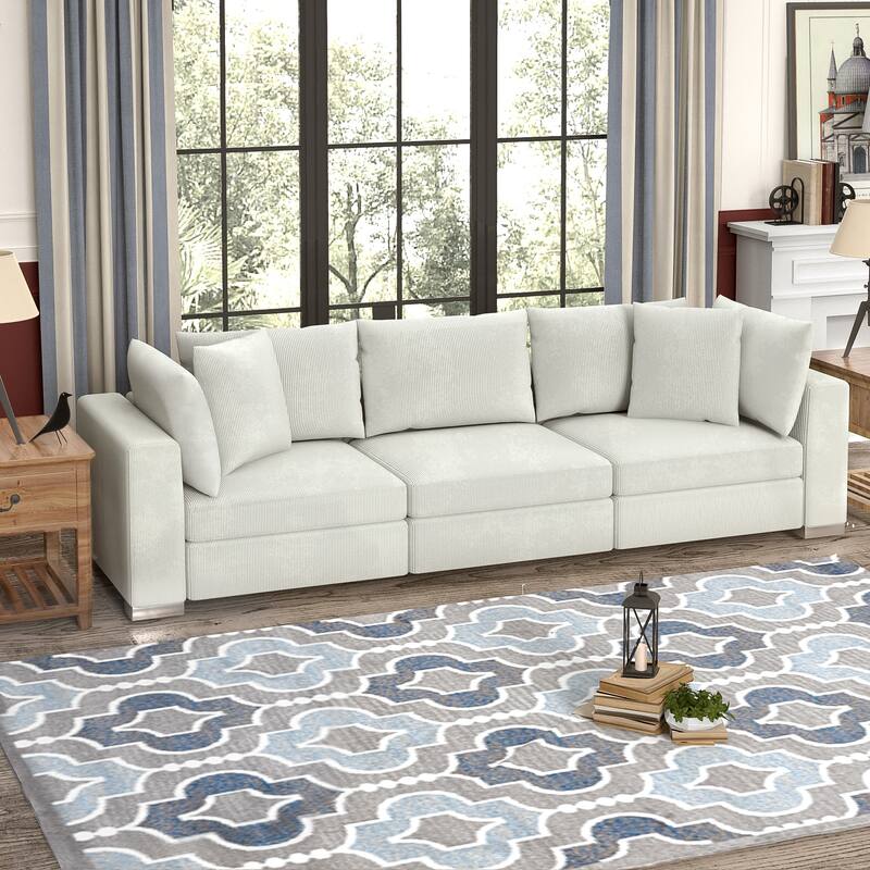 Wayna Corduroy Upholstered Modular Sofa Modern Minimalist Sofa