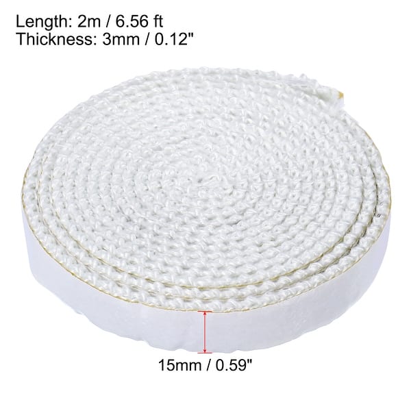 Self Adhesive Fiberglass Rope, Braided Rope HighTemp Gasket Seal 6.56ft x 0.59 Inch Bed