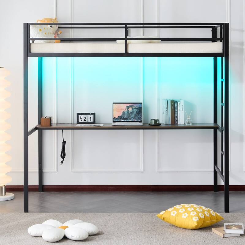 Desktop Twin Square Tube Raised Bed with Table Socket LED Light Strip - decayed wood