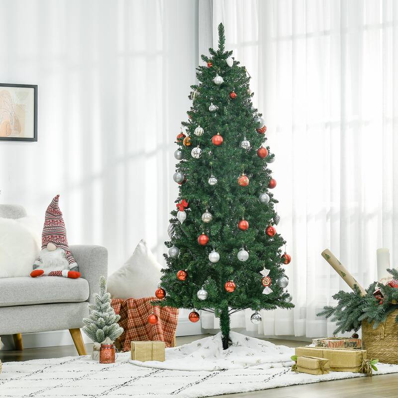 HOMCOM Unlit Slim Fir Tree - Realistic Branches, Green